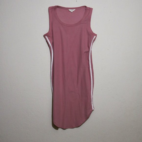 Cute Mauve Pink Cashmere Soft White Stripe Midi - Picture 1 of 4